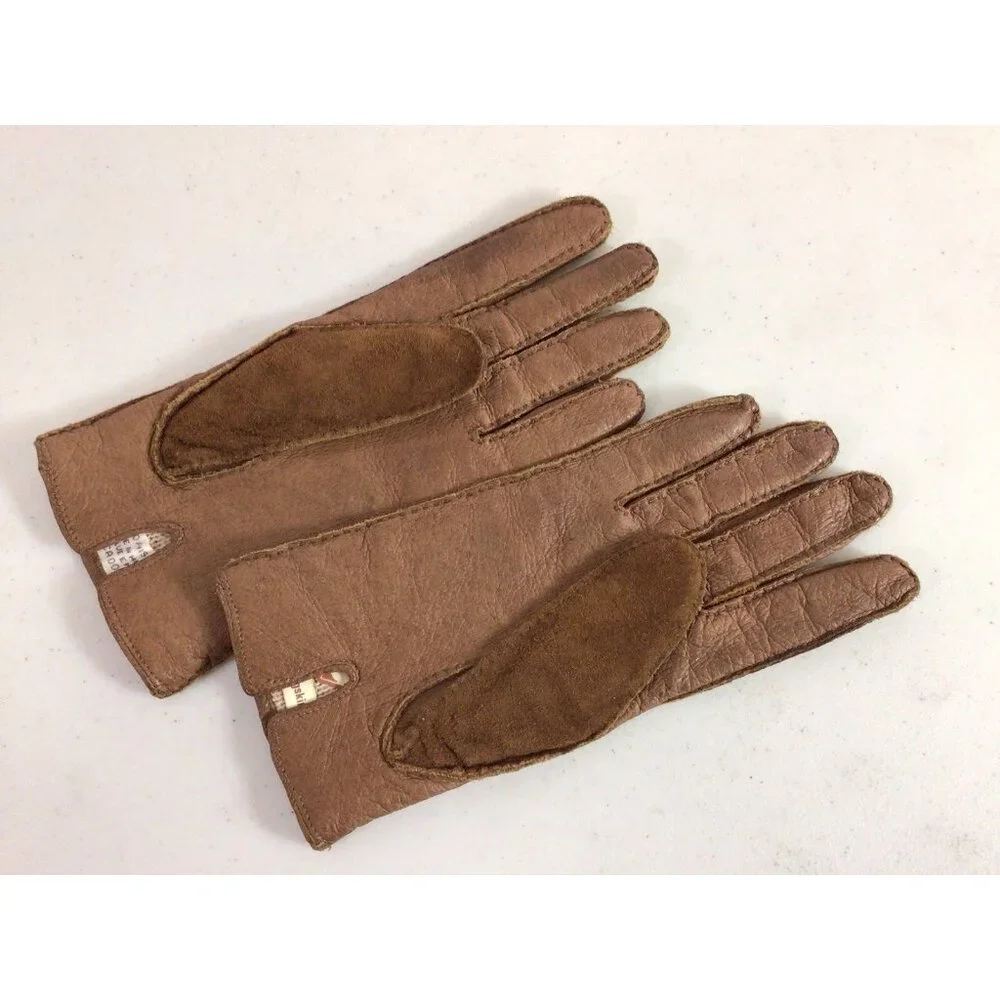 Vintage Pigskin Driving Gloves Lined Womens 7